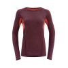 Devold Merino 130 RUNNING tričko s dlouhým rukávem - dámské - vínová Velikost: M