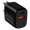 AppleMix Nabíjačka / napájací adaptér EÚ TACTICAL - USB-A + USB-C - 20W - čierna