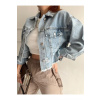 90767 Dewberry Ice Blue Laser Denim Jacket-BLUE šedá S dewberry 2465430641625