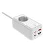 Sieťový predlžovací adaptér FIXED s 2x USB-C a 2x USB GaN III 1,5 m PD 65 W biely