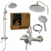 Sprchový panel s batériou, nastaviteľný, brúsená nehrdzavejúca oceľ INOX AVAPAX