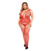 BACI KORZETOVÉ PODVÄZKY VPREDU SIEŤOVANÉ BODYSTOCKING ČERVENÉ, KRÁĽOVNÁ