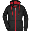 James & Nicholson Mikina Doubleface JN 354 na zip, dámská COT02035481403-black/red L Černá/červená
