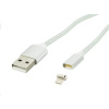 Kabel BLOW 66-107 USB-A 2.0 zástrčka – Apple Lighting, 1 m, magnetický/nylon, bílý