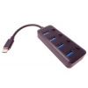 PremiumCord 5G SuperSpeed USB Hub Type C na 4x USB 3.1 A Gen1, vypínače portů