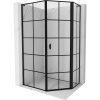 Mexen Mist L, päťuholníkový sprchový kút s krídlovými dverami, 80 x 90 cm, 8mm číre sklo, čierny profil, 8A8L-080-090-70-77-P