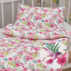 Biante Detské bavlnené posteľné obliečky do postieľky Sandra SA-493 Kolibríky s ružovými kvetmi na bielom Do postieľky 90x140 a 50x70 cm