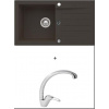 Alveus NIRO 130 SET kuchynský granit. drez so sifón. 75x42 Black + batéria DAJANA - Chróm NIRO13091+DAJANA