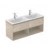 Ideal Standard Connect Air Skrinka pod dvojumývadlo 120 cm, svetlé drevo/matný svetlo hnedý lak E0829UK