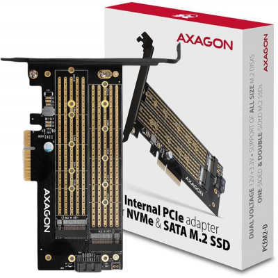 Adaptér Axagon PCEM2-D PCIe NVME + SATA M.2