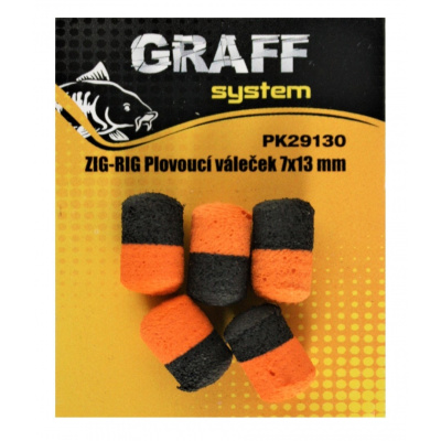 Graff Zig-Rig Plávajúci valček 7x13mm Čierna/Oranžová 5ks