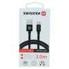 Kábel Swissten USB - microUSB typ B 3 m čierny