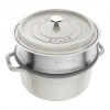 Staub Liatinový hrniec s pokrievkou as naparovacou vložkou Cocotte, Ø 24 cm / 3,8 l, biela hľuzovka 1010575