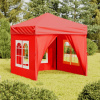 Skladací párty stan s bočnicami červený 2x2 m-ForU-93506