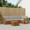 Rohová sofa sada s polštářem 5 pcs Přírodní a světle šedá 3384387
