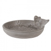 Clayre & Eef Šedé antik cementové náustok pre vtáčiky s vtáčikmi - 25*24*9 cm - Clayre & Eef