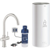GROHE Red páková drezová batéria Duo s ohrevom vody a filtráciou, bojler veľkosť L, výška výtoku 288 mm, Supersteel, 30079DC1