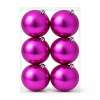 DECOLED Sada vianočných ozdôb ružová lesklá 10 cm plastová guľa, balenie 6 ks