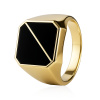 Zlatý prsteň s rozdeleným čiernym kameňom, veľkosť 62