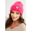 Legínovo Dámska zimná čiapka s ozdobným gombíkom béžová. Farba: Neonová ružová, Veľkosť: UNI