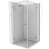 Mexen Lunar-F, skladací sprchový kút ľavý 80 x 80 cm, 8mm číre sklo, profil medená matná, 836-080-080-65-00-L