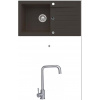 Alveus NIRO 130 SET kuchynský granit. drez so sifón. 75x42 Black + batéria DITA - Chróm NIRO13091+DITA