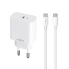 Maxlife MXTC-06-20C PD QC nabíjačka 1x USB-C biely s káblom USB-C na USB-C 20W (OEM0101311)
