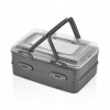 Dvojitý box / nádoba na koláče a zákusky, 42 cm, sivý s rúčkou