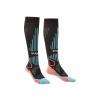 Dámské lyžařské podkolenky Bridgedale Ski Lightweight Womens Over Calf Merino Performance black/coral - L (7-8,5) / EU 41-43 / 25-27 cm