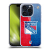 Silikonové lesklé pouzdro na mobil Apple iPhone 15 Pro - NHL - Půlené logo New York Rangers (Silikonový lesklý kryt, obal, pouzdro na mobilní telefon Apple iPhone 15 Pro s licencovaným motivem NHL - P