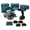 Sada náradia DLX2103PMJ Makita (Akumulátorová ručná okružná píla 190mm, Akumulátorový vŕtací skrutkovač, Batérie BL1840:4 ks, nabíjačka)