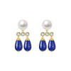 JAY Náušnice s perlou, lapis lazuli a zirkony Aurelia JAY-0187-ZS61242 Modrá Bílá