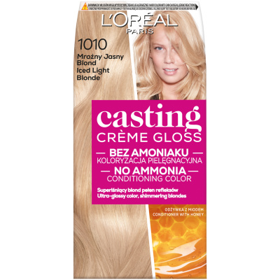 L'Oréal Paris Casting Crème Gloss farba na vlasy 1010 svetlá ľadová blond, 1 bal.