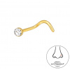 For Silver Titánový piercing do nosa krúžok s krištáľom Druh barvy: Zlatá