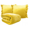 Prikrývka na posteľ - Flanelová kontrastná prikrývka 200 x 150 cm odtiene žltej (FATTY -Yellow Prikrývka prikrývky +2x fascinový vankúš)