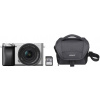 Sony Alpha A6100 strieborný + E PZ 16–50 mm f/3.5–5.6 II + SONY SF-E64A + Sony LCS-U11 bundle