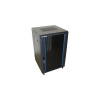 XtendLan 22U/600x600 stojanový, čierny, sklenené dvere, perforovaný chrbát (TELCO-22U-66-BLACK-S)