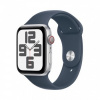 APPLE Watch SE GPS + Cellular 44mm Silver Aluminium Case with Storm Blue Sport Band - M/L mrhj3qc/a