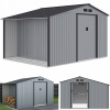 Záhradný domček na náradie HardMaister s oceľovým prístreškom na drevo, svetlosivý, 342x255 cm