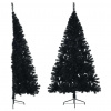 zahrada-XL Umelý vianočný polovičný stromček s podstavcom čierny 240cm PVC 344679