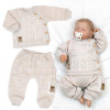 Baby Nellys Pletený svetrík a nohavice s vreckom Hand Made 2D, Nature lux - béžový melírok. veľ. 74, 74 (6-9m)
