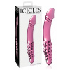 Icicles No. 57 - dvojvrstvové sklený dildo s penisom (ružový)