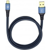 USB 2.0 [1x USB 2.0 zástrčka A - 1x micro USB 2.0 zástrčka B] 0.50 m modrá pozlacené kontakty Oehlbach USB Plus Micro