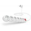 Predlžovací kábel CONNECT IT predlžovací 230V, 6 zásuviek + vypínač, 2m, biely (CI-1283)
