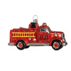 Sklenený ornament hasičské auto