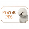 Bišon - Kovová tabuľka POZOR PES