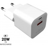 Mini sieťová nabíjačka FIXED s výstupom USB-C a USB, podpora PD a QC 3.0, 20 W, biela FIXC20M-CU-WH