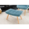 Moderný taburet Malmö štrukturovaná látka bukové nohy modrá 60cm