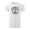 Sablio Tričko s potlačou Keep calm & eat pizza - bílé 5XL