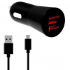 Adaptér do auta WG 1xUSB, QC 3.0, 18W + USB-C kábel (6228) čierny